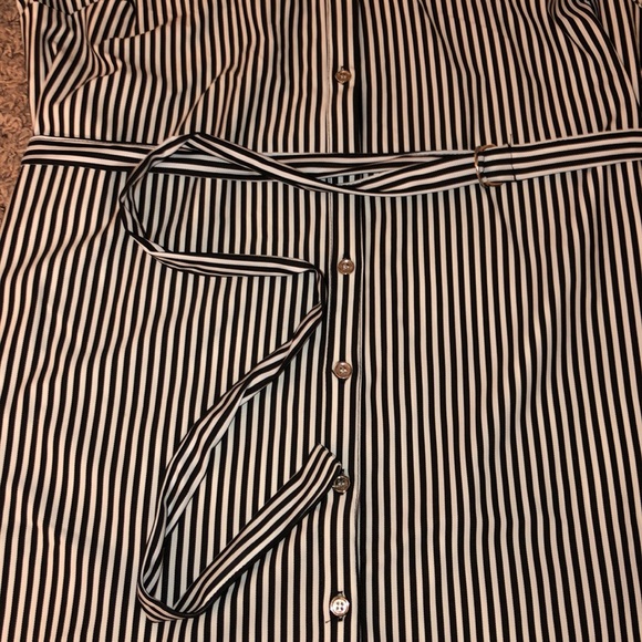 Black & White Striped Button Down Dress - Picture 2 of 8